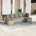 vidaXL Salon de jardin avec coussins 7 Pièces beige résine tressée