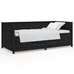 vidaXL Lit de jour sans matelas noir 100x200 cm bois de pin massif