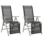 vidaXL Chaises de jardin lot de 2 Textilène et aluminium Argenté