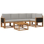 vidaXL Ensemble de canapés d'extérieur 6 Pièces Naturel et gris clair