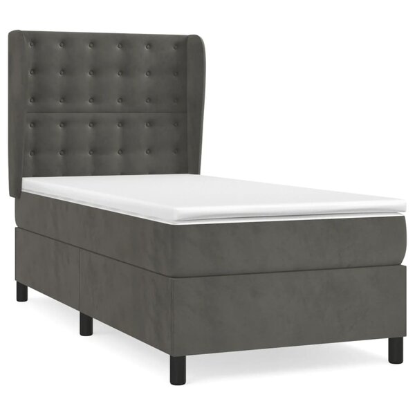 vidaXL Sommier à lattes de lit et matelas Gris foncé 90x190 cm Velours