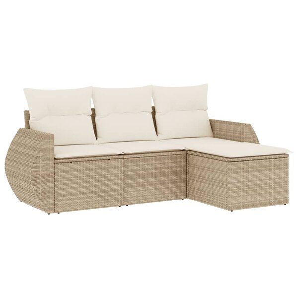 vidaXL Salon de jardin avec coussins 4 Pièces beige résine tressée