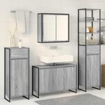 vidaXL Ensemble de mobilier de salle de bain avec tiroir Gris Sonoma