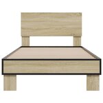 vidaXL Cadre de lit chêne sonoma 90x190 cm bois d'ingénierie et métal