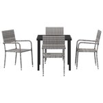 vidaXL Ensemble de salle à manger pour jardin 5 Pièces Gris Poly rotin