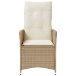 vidaXL Chaise inclinable de jardin avec coussins beige résine tressée