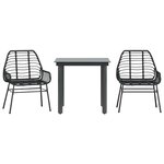 vidaXL Ensemble à manger de jardin 3 Pièces noir résine tressée verre