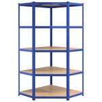 vidaXL Étagères à 5 niveaux 4Pièces Bleu Acier et bois d'ingénierie