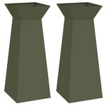 vidaXL Jardinière à pilier 2 Pièces Olive 40 x 40 x 100 cm Acier