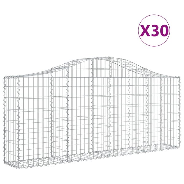 vidaXL Paniers à gabions arqués 30 Pièces 200x30x80/100 cm Fer galvanisé