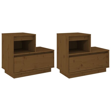 vidaXL Tables de chevet 2Pièces Marron miel 60x34x51cm Bois de pin solide