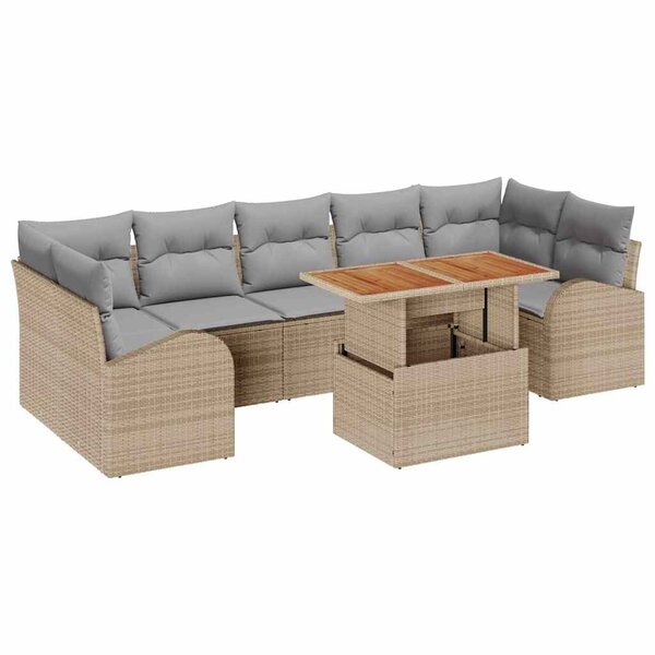 vidaXL Ensemble de canapé de jardin 8 Pièces Beige Poly rotin
