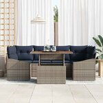 vidaXL Ensemble de canapé de jardin 7 Pièces Gris Poly rotin