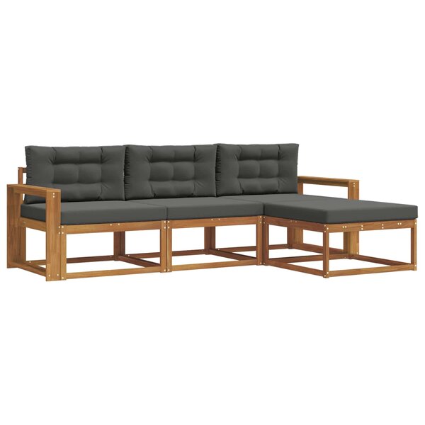 vidaXL Ensemble de canapés d'extérieur 4 Pièces Naturel et Anthracite