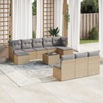 vidaXL Salon de jardin 11 Pièces avec coussins beige résine tressée