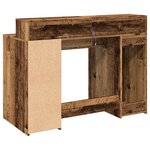 Bureau table poste de travail meuble d'ordinateur informatique étude avec lumières LED vieux bois bois d'ingénierie brun 02_0023436