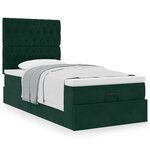 vidaXL Cadre de lit ottoman avec matelas vert foncé 100x200 cm velours