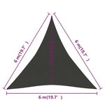 vidaXL Voile d'ombrage 160 g/m² Anthracite 6x6x6 m PEHD