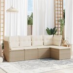 vidaXL Salon de jardin avec coussins 5 Pièces beige résine tressée