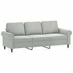 vidaXL Canapé à 3 places avec repose-pieds Gris clair 180 cm Velours