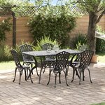 vidaXL Ensemble de salle à manger de jardin 7 pièces en aluminium coulé noir