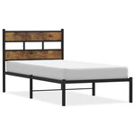 vidaXL Cadre de lit en métal sans matelas chêne fumé 100x190 cm