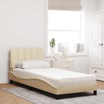 vidaXL Lit avec matelas Hanko crème 80x200 cm tissu