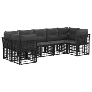 vidaXL Ensemble de canapés d'extérieur 7 Pièces Noir et Gris foncé