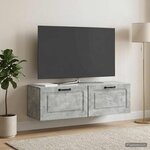 vidaXL Meuble TV mural Gris béton 98 x 31 x 30 cm Bois d'ingénierie