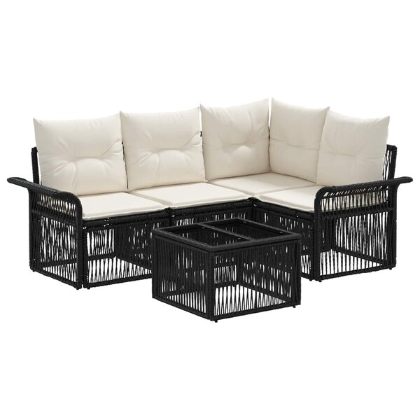 vidaXL Ensemble de canapé de jardin 5 pc Noir polyrotin