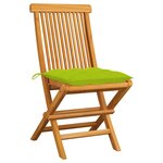 vidaXL Chaises de jardin avec coussins vert vif 2 Pièces Bois de teck