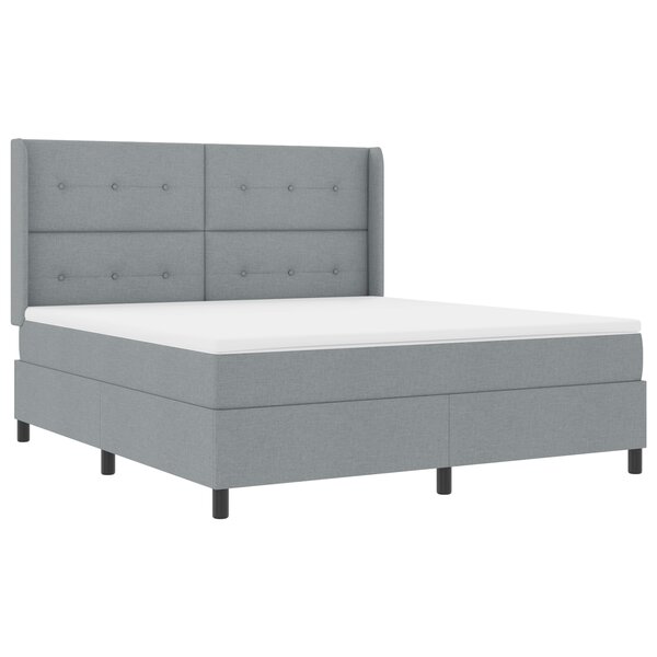 vidaXL Lit à sommier à ressorts avec matelas et LED gris clair 180x200 cm tissu
