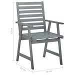 vidaXL Chaises de salle à manger d'extérieur 2 Pièces Gris Bois d'acacia