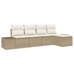 vidaXL Ensemble de canapé de jardin avec coussin 5 Pièces Beige polyrotin