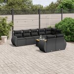 vidaXL Salon de jardin 9 Pièces avec coussins noir résine tressée