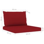 vidaXL Canapé de jardin 4 places avec coussins rouge bordeaux