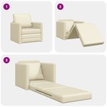 vidaXL Fauteuil-lit au sol 2-en-1 crème 74x77x81 cm en simili cuir