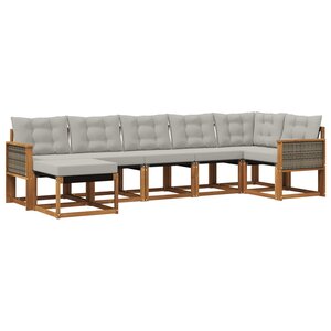 vidaXL Ensemble de canapés d'extérieur 7 pc Naturel et gris clair
