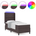 Lit avec sommier et matelas vidaXL & LED Marron Foncé 80x200 cm Tissu