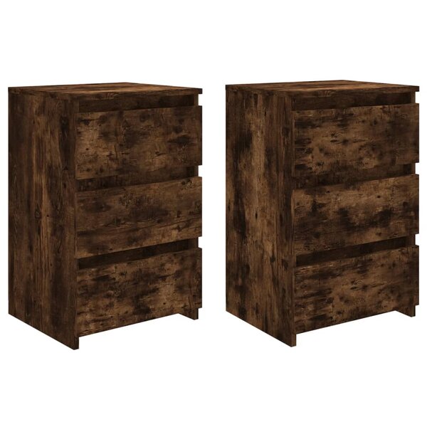 vidaXL Tables de chevet 2Pièces Chêne fumé 40x35x62 5cm Bois d'ingénierie