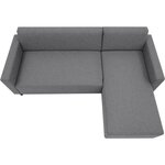 Canapé d'angle fixe 4 places BOB - Tissu anthracite - Réversible - 197 x 117 x 65 cm