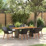 vidaXL Ensemble de salle à manger pour jardin 7 Pièces Noir et marron