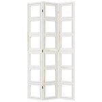 vidaXL Cloison de séparation 3 panneaux blanc bois de paulownia massif