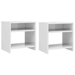 vidaXL Tables de chevet 2Pièces Blanc brillant 40x30x40cm bois ingénierie