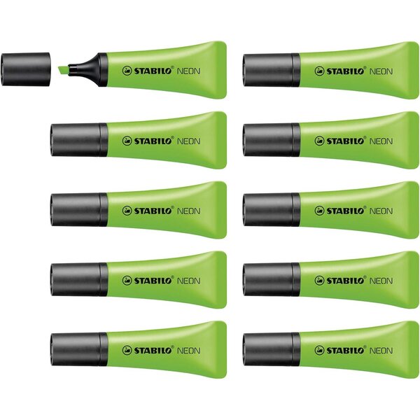 Surligneur NEON Tendance Pointe Biseautée 2- 5 mm vert x 10 STABILO