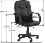 Chaise de bureau pivotante avec hauteur réglable siège ergonomique en synthétique noir fauteuil de bureau pour ordinateur gamer