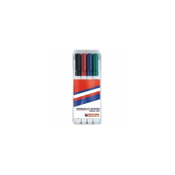 Pochettes de 4 marqueurs Permanents extra- fin  colOris Assortis e-400 EDDING