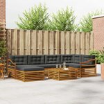 vidaXL Ensemble de canapés d'extérieur 7 Pièces Naturel et Anthracite