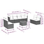 vidaXL Salon de jardin 9 Pièces avec coussins gris résine tressée