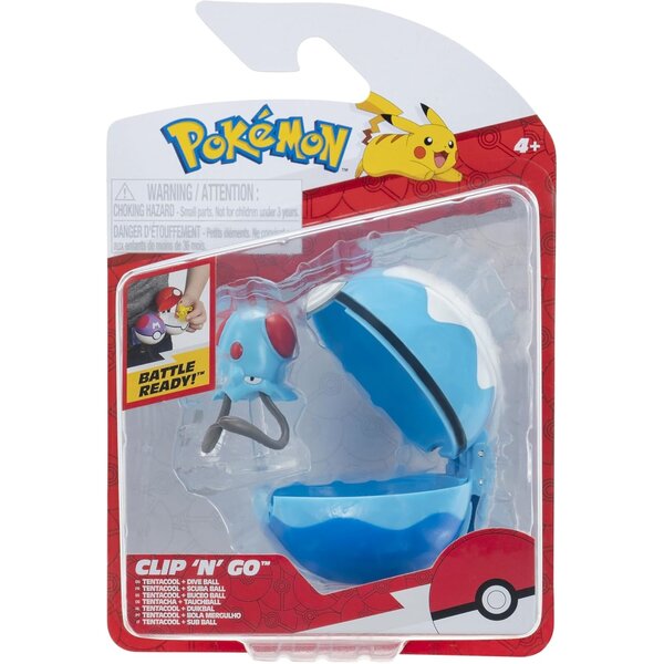 Jazwares PKW4152 - Pokémon Tentacool et Speed Ball Clip 'N' Go
